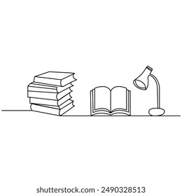 Book  continuous one line drawing outline vector illustration

