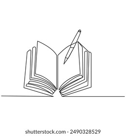 Book  continuous one line drawing outline vector illustration

