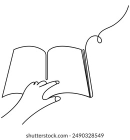 Book  continuous one line drawing outline vector illustration

