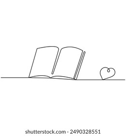Book  continuous one line drawing outline vector illustration

