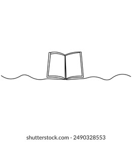 Book  continuous one line drawing outline vector illustration


