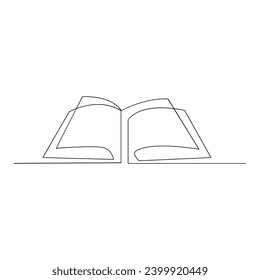 Book continuous single line art Vector illustration on white background open style minimal 