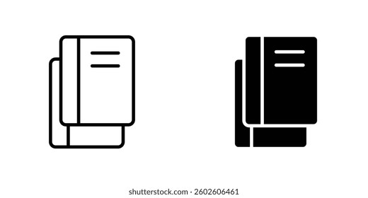 Book copy flat Icons in line outline and flat solid style on white background