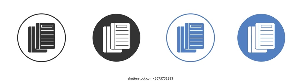 Book copy icon collection for app in black and blue colors