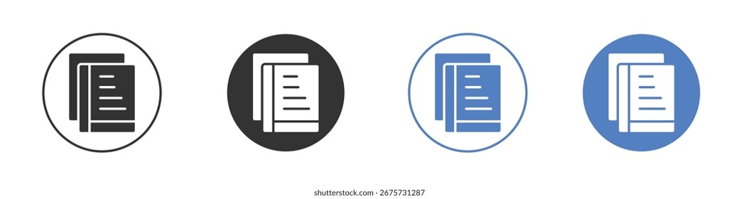 Colección de icono de copia de libro para App en colores negro y azul