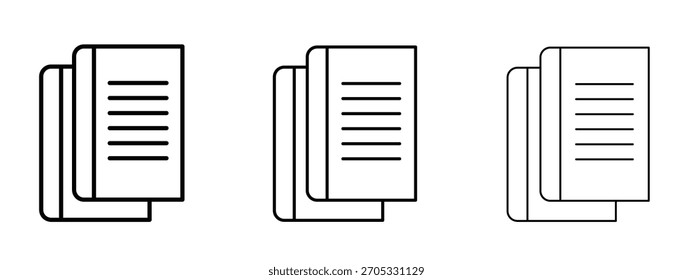 Book copy icon linear style sign for mobile concept and web design.