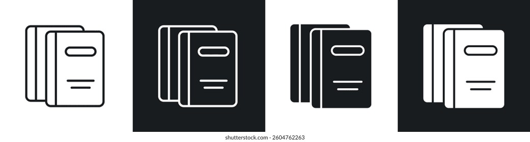 Book copy icons in flat and linear vector illustration on white background.