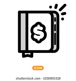 Book of Costs Symbol. Vector icon of spends. List of costs in flat style