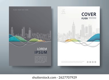 Book cover, annual reports, and flyer templates, with Minimalist and elegant city skyline line art.