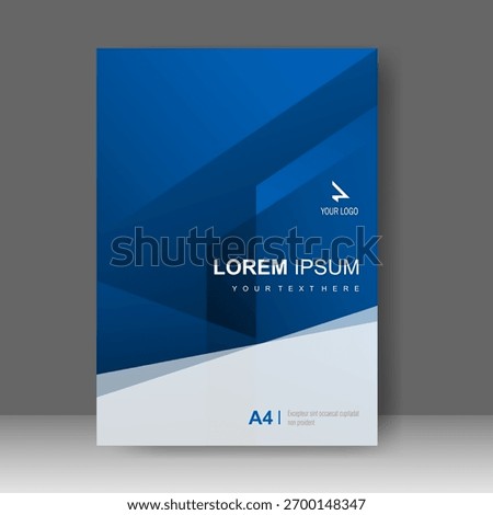 Book cover Blue shape abstract modern design. Annual report. Brochure template, catalog. Simple Flyer promotion. magazine. Vector illustration