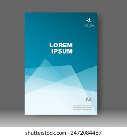 Book cover blue and white shape modern design. Annual report. Brochure template, catalog. Simple Flyer promotion. magazine. Vector illustration