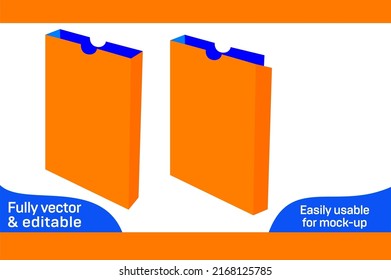 Book cover box with top holding notch 6.2 x1.5 x 9.25  inch box Dieline template