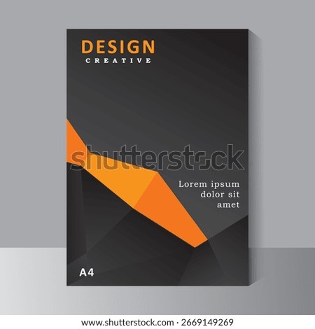 Book cover, brochure template vector design, Annual Report, Magazine, Poster, Corporate Presentation, Portfolio, Flyer, infographic, print ready black and orange colour, vector