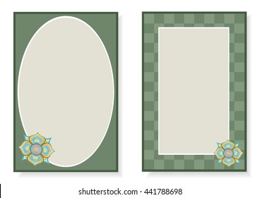 Book cover in classical style. Grunge flower abstract with frame, bubble. Brochure abstract design. Boho & bohemian vintage diary design. 