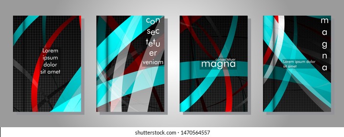 book cover collection. design with a colorful ribbon pattern on a metal shape background. vector illustration in eps 10