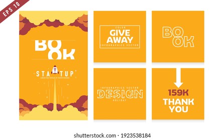 Book cover and book content design set vector color yellow background brochure flyer presentation flyer magazine report vector