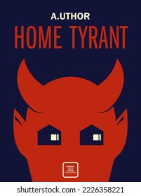 Book cover creative concept. Devil's face with houses as the eyes. Fiction or non-fiction genre. Applicable for books, posters, placards etc. Clipping mask used.