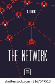 Book cover creative concept. Spider net made of group of men. Clipping mask used.