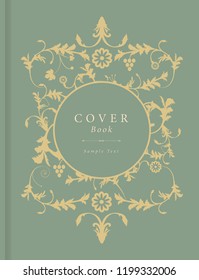 Book cover with decorative background in vintage style vector with ornamental elements