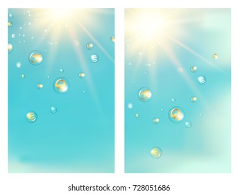 The book cover design with abstract elements. Scientific book cover with vitamin bubbles. Template for science covers. Vector illustration.