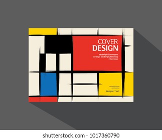 Book Cover Design. Annual Report Layout. Rough Brush Strokes. Mondrian Style. Vector.