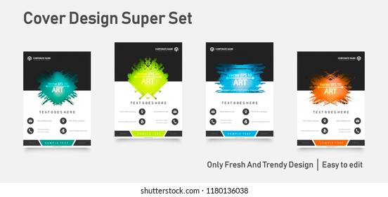 	
Book cover design annual report, magazine, flyer in A4. Business vector set. Brochure title sheet. Abstract composition with geometric shapes and image. Blue. Minimalistic style. Template layout.