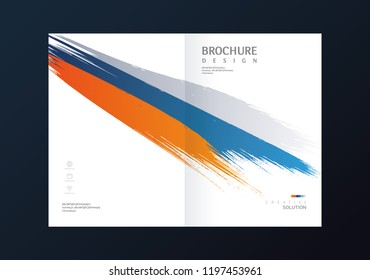 Book cover design. Annual report layout. Brochure, catalog. Business vector template. Simple Flyer promotion. magazine, Presentation cover. Abstract Vector illustration. brush strokes.