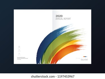 Book cover design. Annual report layout. Brochure, catalog. Business vector template. Simple Flyer promotion. magazine, Presentation cover. Abstract Vector illustration. brush strokes.