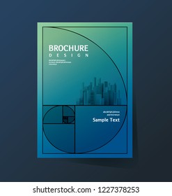 Book cover design. Annual report layout. Brochure, catalog. Business vector template. Simple Flyer promotion. magazine, Presentation. Abstract Vector illustration. Golden section, ratio, divine.