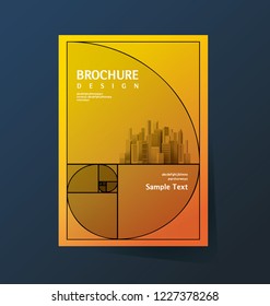 Book cover design. Annual report layout. Brochure, catalog. Business vector template. Simple Flyer promotion. magazine, Presentation. Abstract Vector illustration. Golden section, ratio, divine.