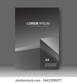 Book cover design with black color modern technology style. Annual report. Brochure template, catalog. Simple Flyer promotion. magazine. Vector illustration