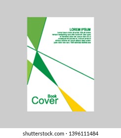 book cover design with colored triangles