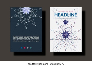 Book cover design Composition with geometric polygonal shapee Template A4 brochure title sheet Can be adapt to Annual Report, Magazine, Corporate Presentation, Flyer, Website Vector illustration.