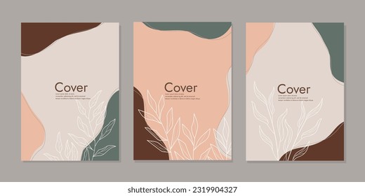 Book cover design with floral pattern. beautiful botanical abstract background. A4 size For school books, notebooks, diaries, flyers, planners, brochures, books, catalogs