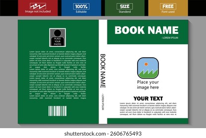 Book cover design, fully editable by illustration and mockup
