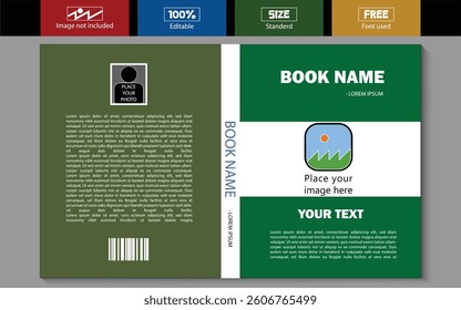 Book cover design, fully editable by illustration and mockup