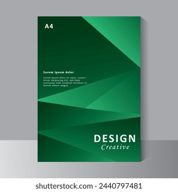 Book Cover design with Geometric shape with Green Background. Abstract design for cover book. Annual report. Brochure template, Poster, catalog. Simple Flyer, magazine