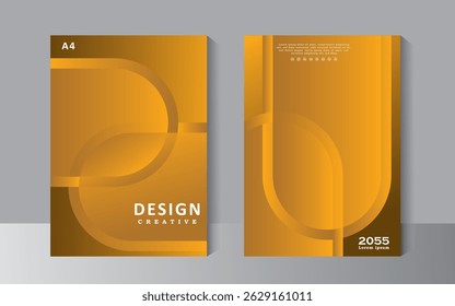 Book Cover design with Geometric shape with Gold Background. Luxury abstract design for cover book. Annual report. Brochure template, Poster, catalog. Simple Flyer, magazine