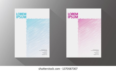Book cover design. hand drawn striped pattern. Annual report layout. Brochure, catalog. Business vector template. Design Elements. Abstract Vector illustration.