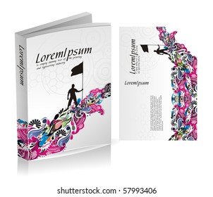 book cover design isolated over colorful background, vector illustration.