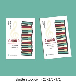 Diseño de portada de libros para aprender a tocar un instrumento musical de piano. Tamaño A4 