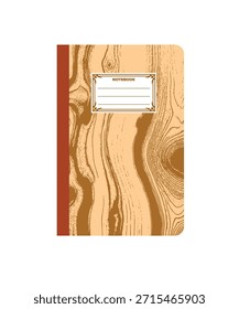 Cuaderno de diseño de portada de libro Campus Estética Vintage Minimalismo Diario Manual Escritorio Escuela Madera Naturaleza Papel Pulpa natural Diseño de Vector de negocios Memo Classic Timeless Journal Wood exercise book