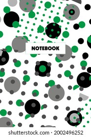 Book cover design. Notebook for college, a school notebook. Vector illustration.  abstract pattern of multi-colored dots on a white background. back to school