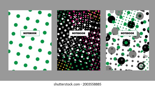 Book cover design. Cover page templates.  Notebook for college, a school notebook. Vector illustration. abstract pattern of multi-colored dots 