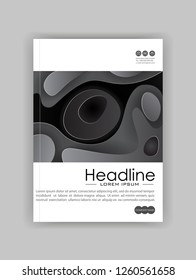 Book cover design template in A4 with minimalist design. Good for journals, conference, banner, flyer, book, booklet, art presentation. Black and white. Vector Illustration.