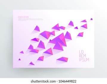 Book cover design template with abstract polygonal objects.