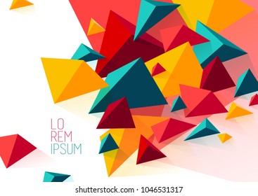Book cover design template with abstract polygonal objects.