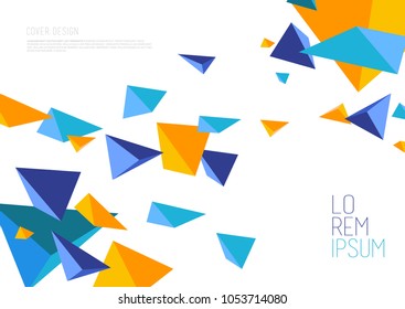 Book cover design template with abstract polygonal objects.