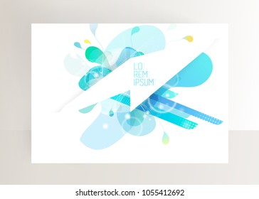 Book cover design template with abstract colorful shapes.