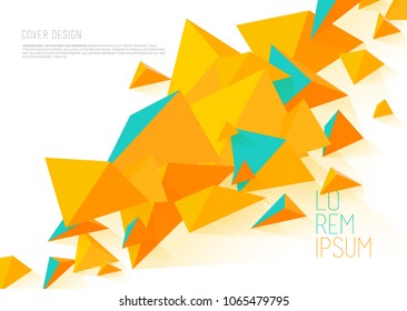Book cover design template with abstract polygonal objects.